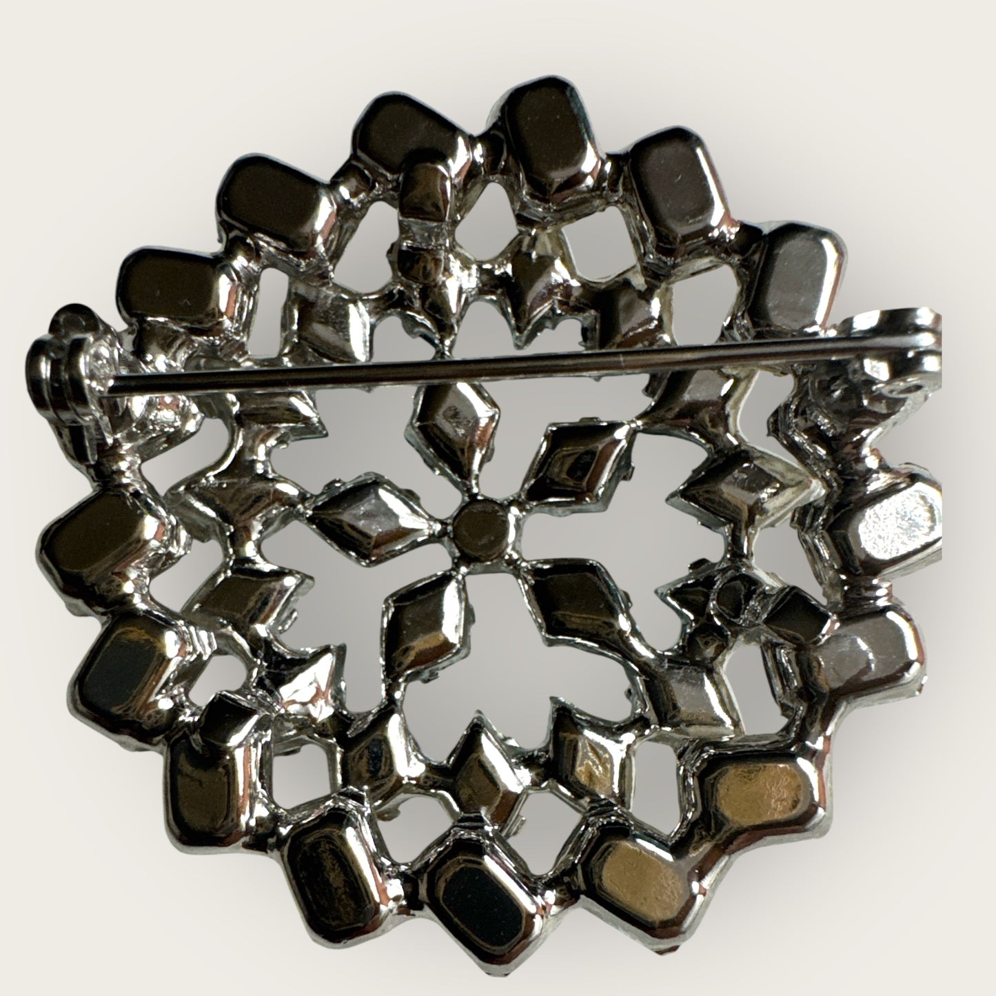 Vintage Ice Blue & Clear Rhinestone Snowflake Starburst Brooch – Mid-Century Statement Jewelry