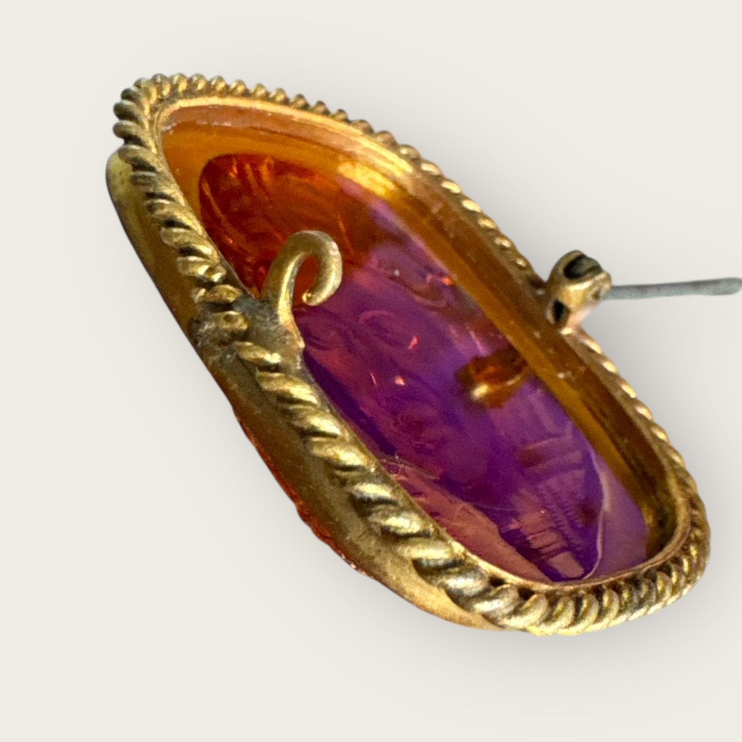 Antique Egyptian Revival Amber Glass Pharaoh Cameo Brooch | c. 1900