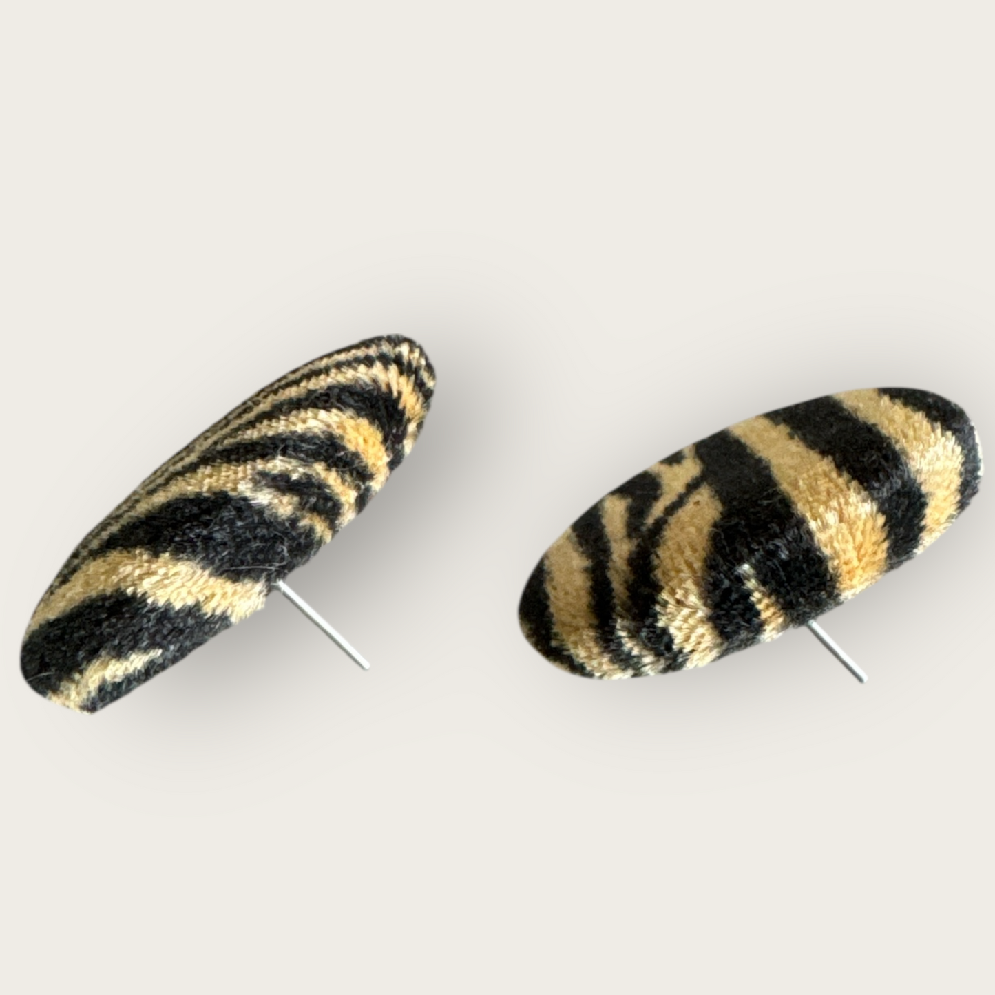 Vintage 1990s Zebra Print Round Fabric Earrings – Post Back Studs