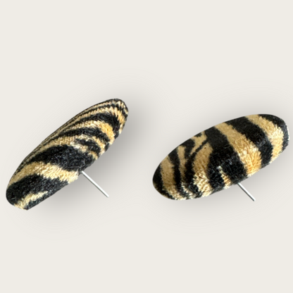 Vintage 1990s Zebra Print Round Fabric Earrings – Post Back Studs