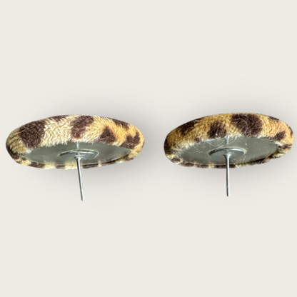 Vintage 1990s Leopard Print Round Fabric Earrings – Post Back Studs