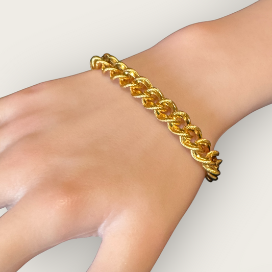 Vintage Napier Gold-Tone Link Bracelet – Signed Patent Pending, Chunky Chain, 6 ¾ Inch
