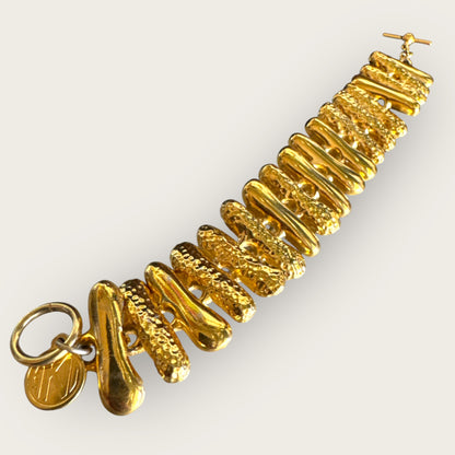 Vintage Anne Klein II Gold-Tone Sculptural Link Bracelet – Signed AKII, Chunky Toggle Closure, 6 ½ Inch