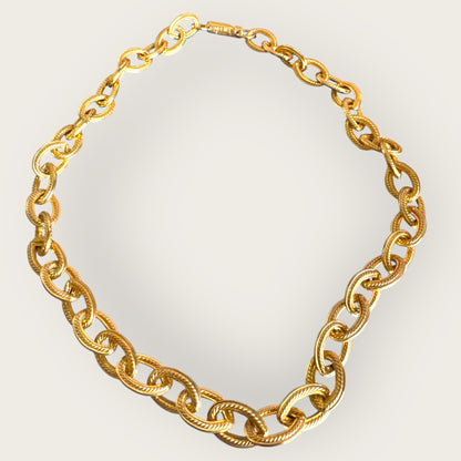 Vintage Napier Gold-Tone Rope Textured Link Necklace – 17 Inch, Push–Pull Clasp, Pristine Condition