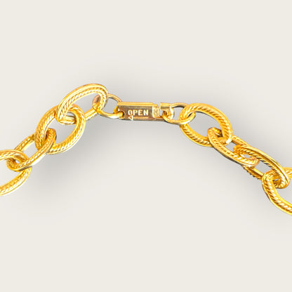 Vintage Napier Gold-Tone Rope Textured Link Necklace – 17 Inch, Push–Pull Clasp, Pristine Condition