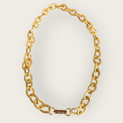 Vintage Napier Gold-Tone Rope Textured Link Necklace – 17 Inch, Push–Pull Clasp, Pristine Condition