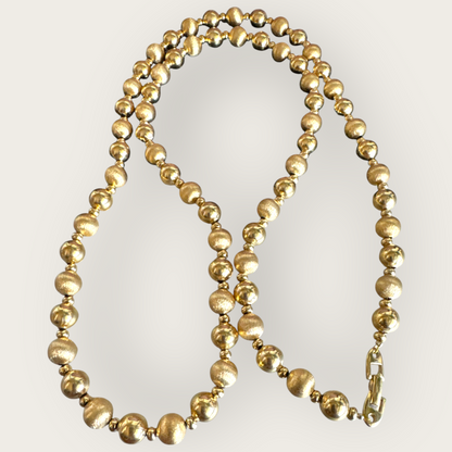 Vintage Napier Gold-Tone Beaded Necklace – 36 Inch, Textured & Polished Beads