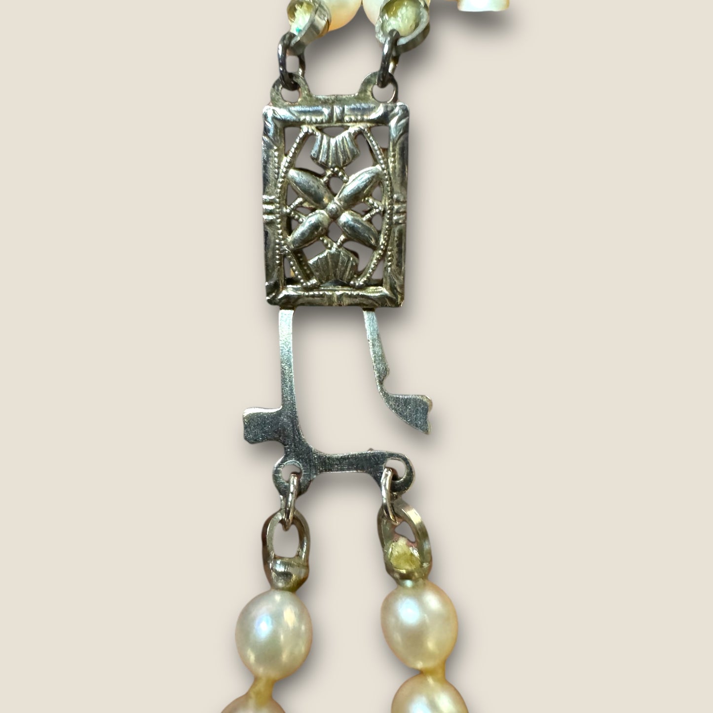 Vintage 1950s Graduated Double-Strand Cultured Pearl Necklace | Sterling Filigree Clasp | Japanese Fine Quality | 20” & 22”