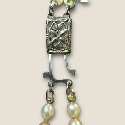 Vintage 1950s Graduated Double-Strand Cultured Pearl Necklace | Sterling Filigree Clasp | Japanese Fine Quality | 20” & 22”
