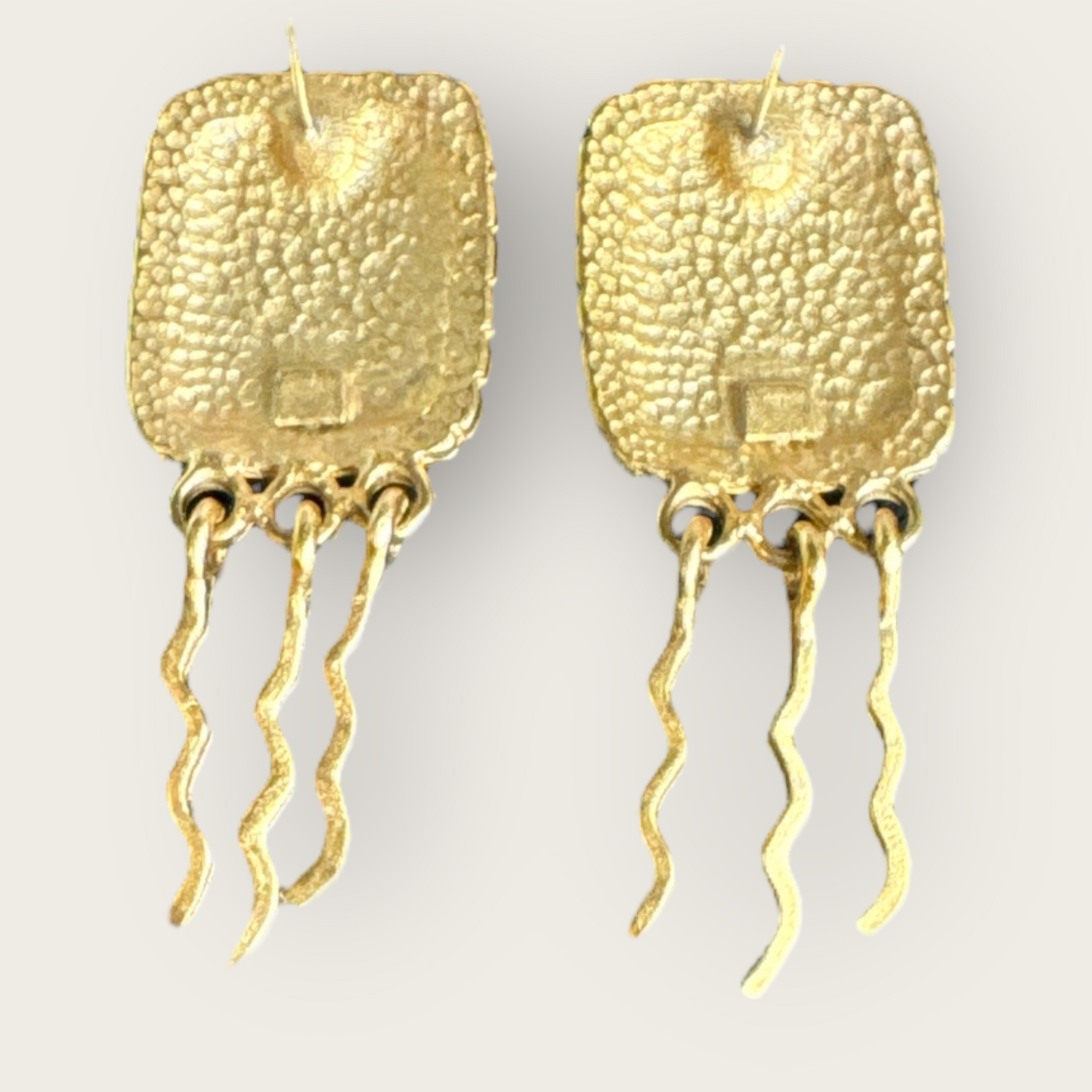 Vintage Modernist Matte Gold Abstract Dangle Earrings – Unsigned