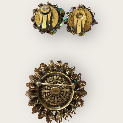 Alice Caviness Watermelon Rivoli Starburst Brooch & Earrings | Private Collection