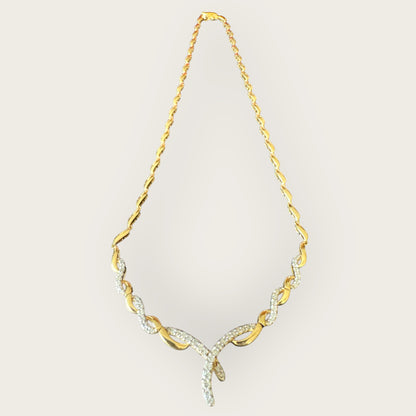 14k Yellow Gold, White Gold & Diamond Ribbon Twist Necklace | Private Collection