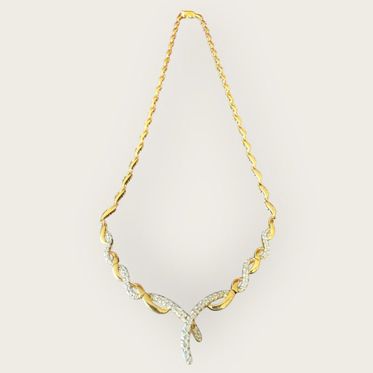 14k Yellow Gold, White Gold & Diamond Ribbon Twist Necklace | Private Collection