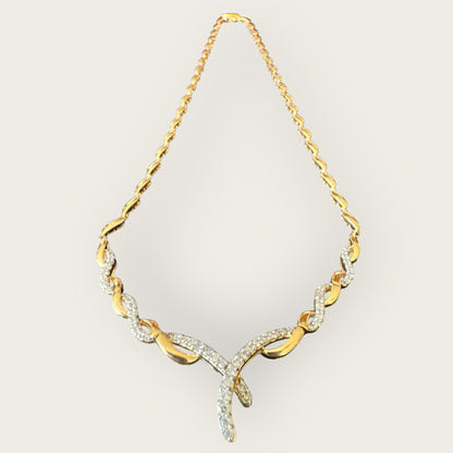 14k Yellow Gold, White Gold & Diamond Ribbon Twist Necklace | Private Collection