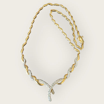14k Yellow Gold, White Gold & Diamond Ribbon Twist Necklace | Private Collection