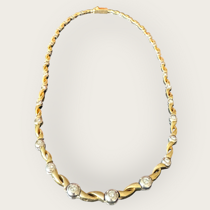 14k Yellow & White Gold Diamond Ribbon Link Choker Necklace | Private Collection