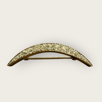 Platinum Diamond Crescent Moon Brooch – Edwardian to Early Art Deco, ca. 1910s–1920s | Private Collection