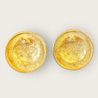 Vintage Anne Klein Sun Face Earrings, Gold-Tone Round Post Backs |1980s Designer Collectible