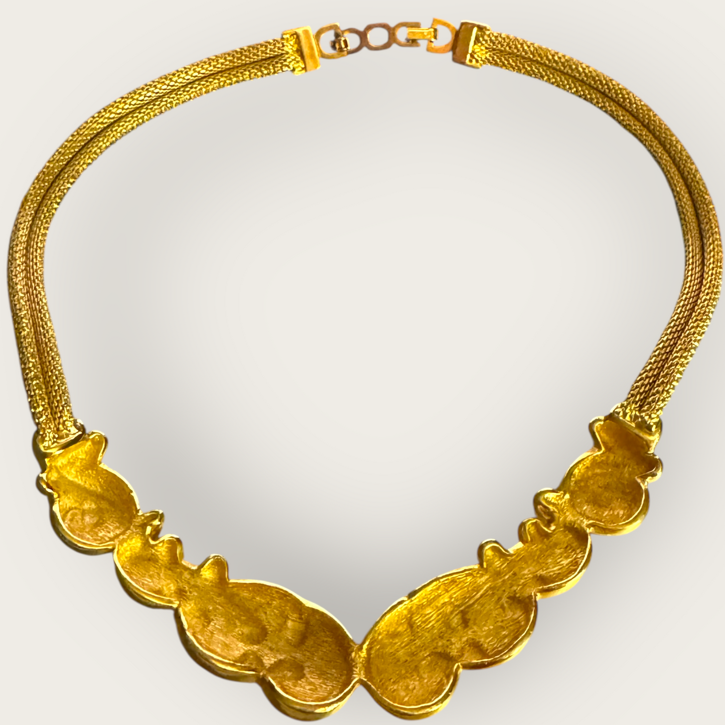 Vintage Christian Dior Couture Gold & Black Enamel Choker Necklace – Signed 1980s Designer Statement Jewelry