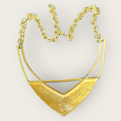 Vintage Monet Oversized Cream Enamel & Gold-Tone Statement Necklace – 1980s Designer Signed
