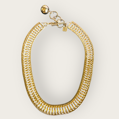 Vintage Anne Klein Gold Tone Collar Necklace with Toggle Clasp – Signed AK