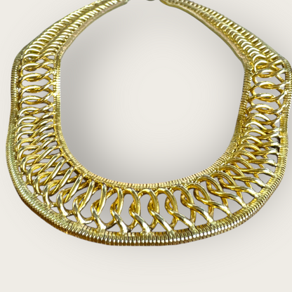 Vintage Anne Klein Gold Tone Collar Necklace with Toggle Clasp – Signed AK