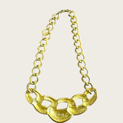 Vintage Napier Black Enamel and Gold-Tone Link Necklace – Patent Pending, 16 Inches
