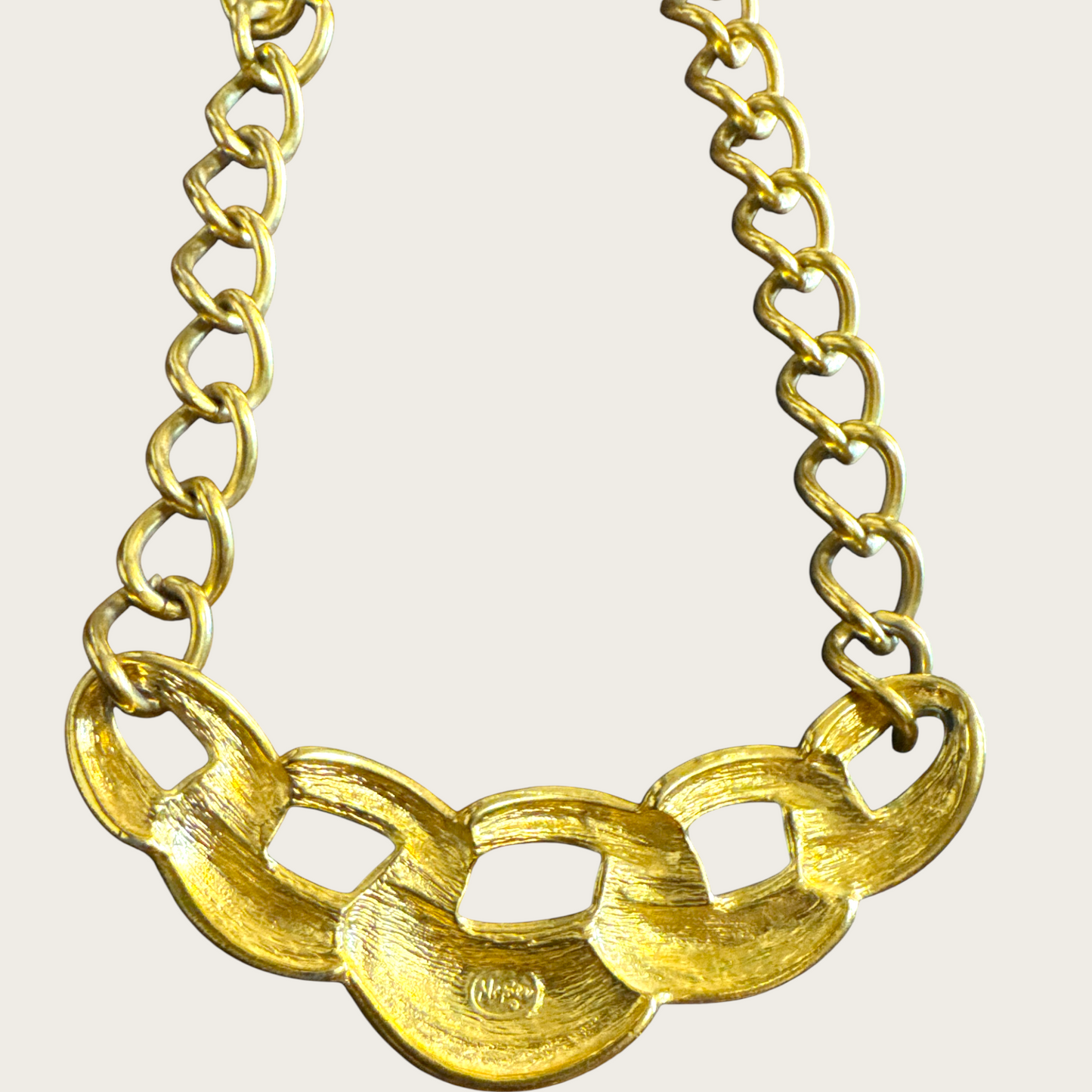 Vintage Napier Black Enamel and Gold-Tone Link Necklace – Patent Pending, 16 Inches