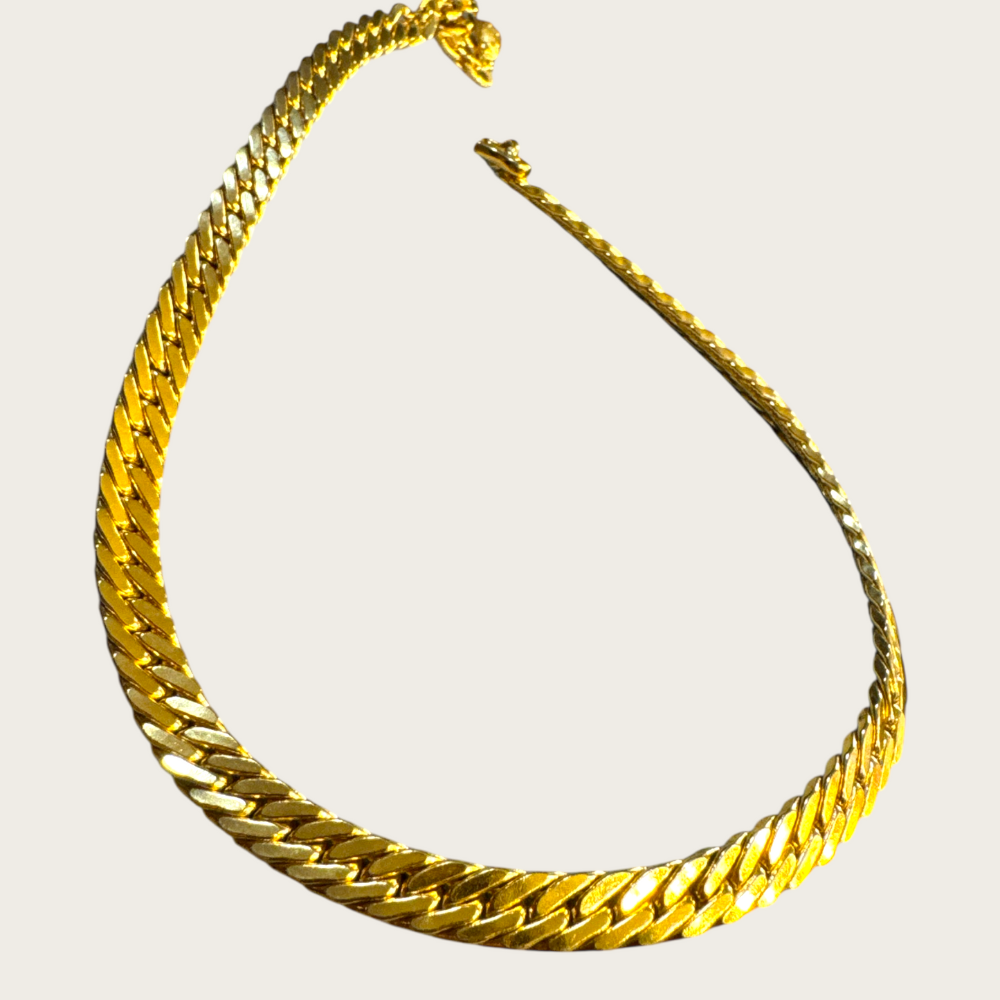 Vintage Monet Reversible Gold Tone Herringbone Choker Necklace Signed