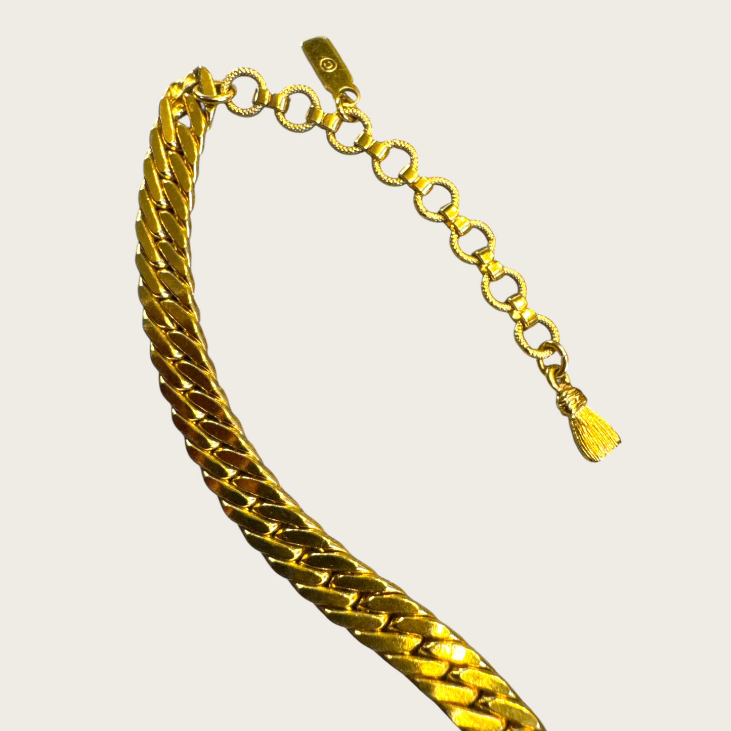 Vintage Monet Reversible Gold Tone Herringbone Choker Necklace Signed