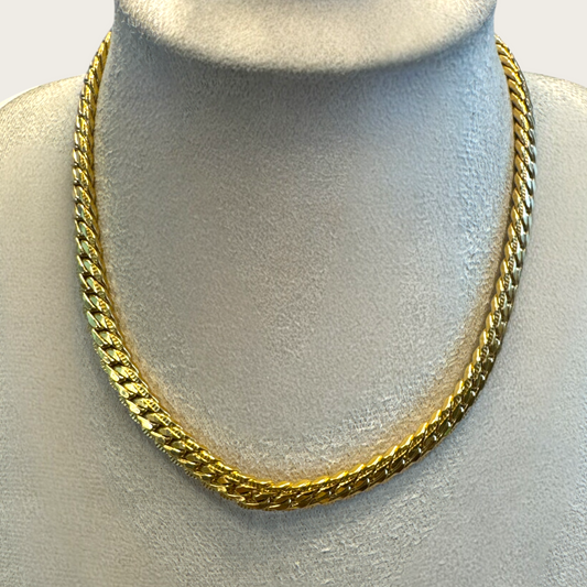 Vintage Monet Reversible Gold Tone Herringbone Choker Necklace Signed