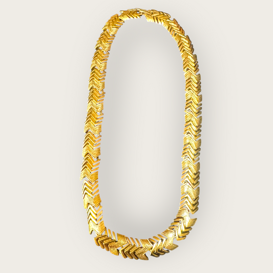 Vintage Napier Gold-Tone Chevron Choker Necklace – Signed & Patented, 1980s Statement Jewelry