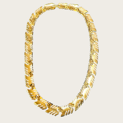 Vintage Napier Gold-Tone Chevron Choker Necklace – Signed & Patented, 1980s Statement Jewelry