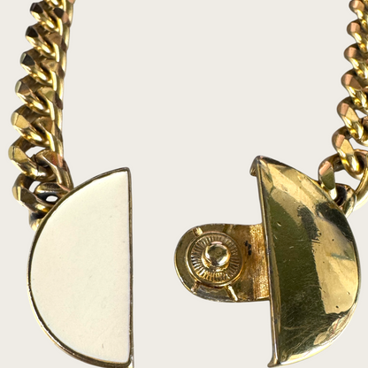 Vintage Monet Gold-Tone Chunky Chain Necklace with Two-Tone Medallion – Signed 1980s Statement Jewelry
