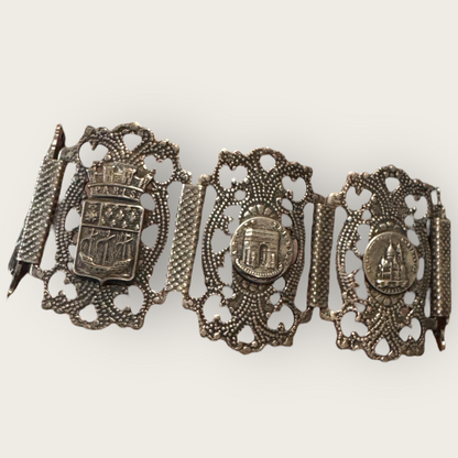 Collectible Mid-Century Paris Landmark Filigree Bracelet – Signed Filigrane Depose