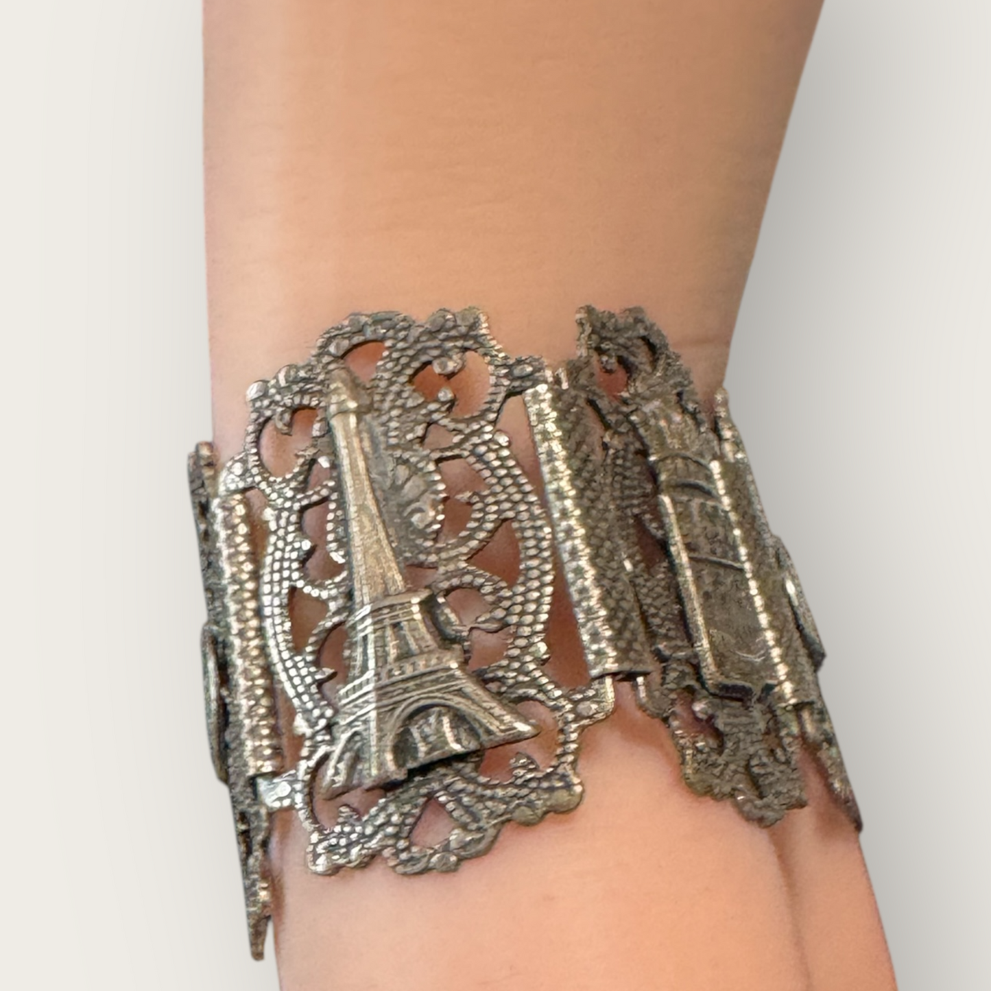 Collectible Mid-Century Paris Landmark Filigree Bracelet – Signed Filigrane Depose