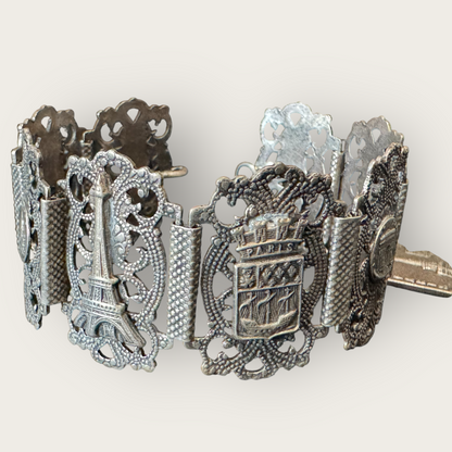 Collectible Mid-Century Paris Landmark Filigree Bracelet – Signed Filigrane Depose