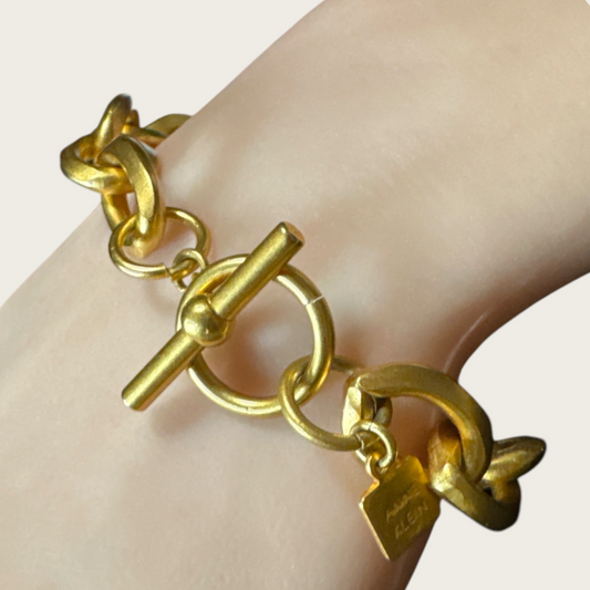 Vintage Anne Klein Gold-Tone Toggle Link Bracelet – Signed Designer Jewelry