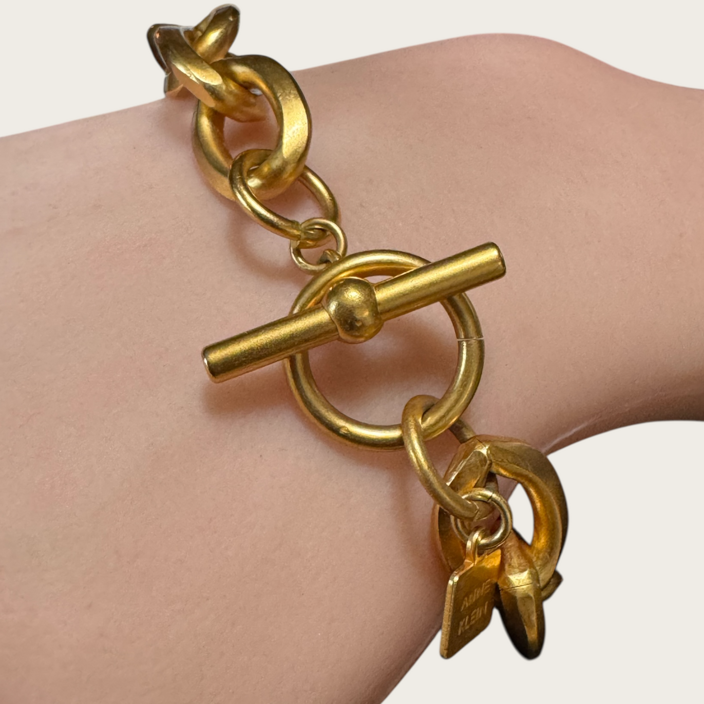Vintage Anne Klein Gold-Tone Toggle Link Bracelet – Signed Designer Jewelry
