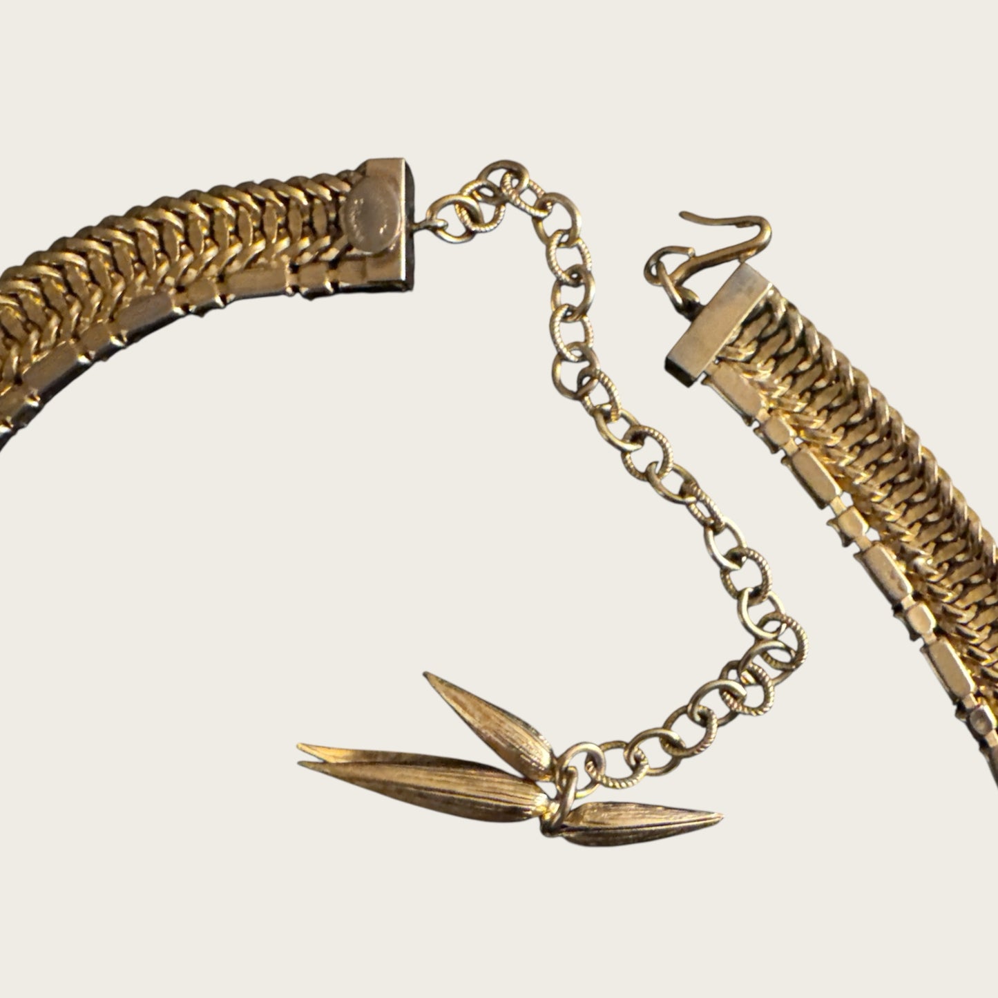 Vintage Hattie Carnegie Signed Rhinestone Choker – Gold-Tone Flat Link Design with Baguette & Round Stones, 1960s Cocktail Necklace