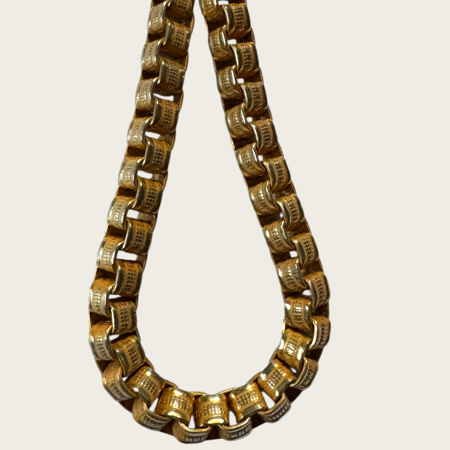 Vintage Miriam Haskell Gold-Tone Box Chain Necklace – Signed, Patent Clasp, 1960s