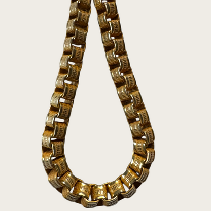 Vintage Miriam Haskell Gold-Tone Box Chain Necklace – Signed, Patent Clasp, 1960s
