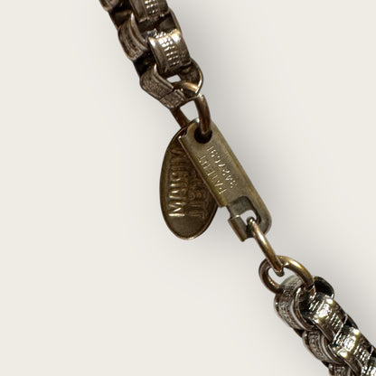Miriam Haskell Silver-Tone Box Chain Necklace – Signed, Patent 3427691, 35 Inch Vintage