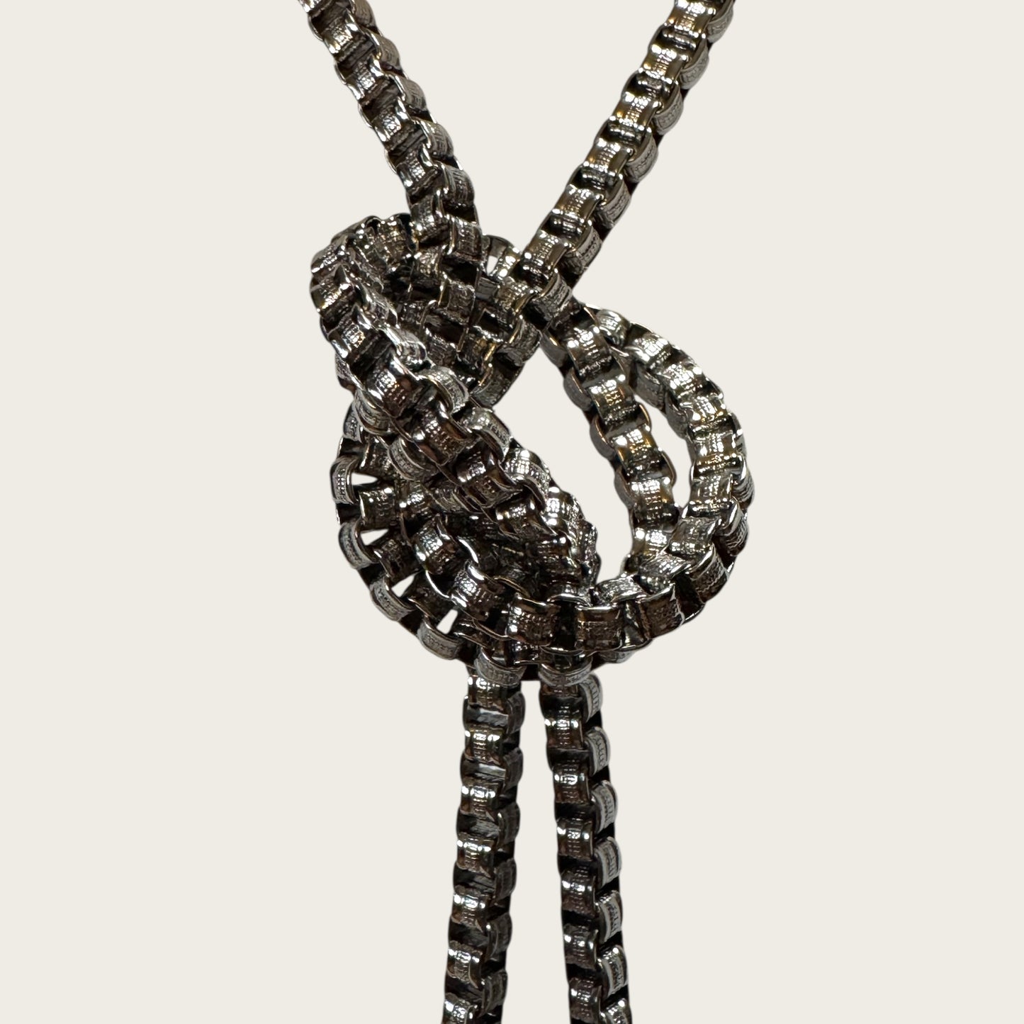 Miriam Haskell Silver-Tone Box Chain Necklace – Signed, Patent 3427691, 35 Inch Vintage