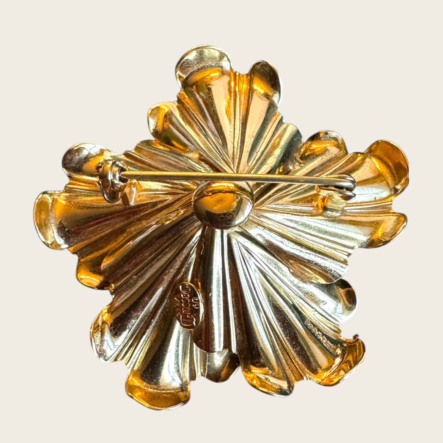 Vintage Grosse 1960 Gold-Tone & Turquoise Glass Brooch – Signed Vintage German Designer