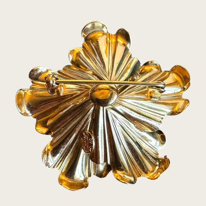 Vintage Grosse 1960 Gold-Tone & Turquoise Glass Brooch – Signed Vintage German Designer