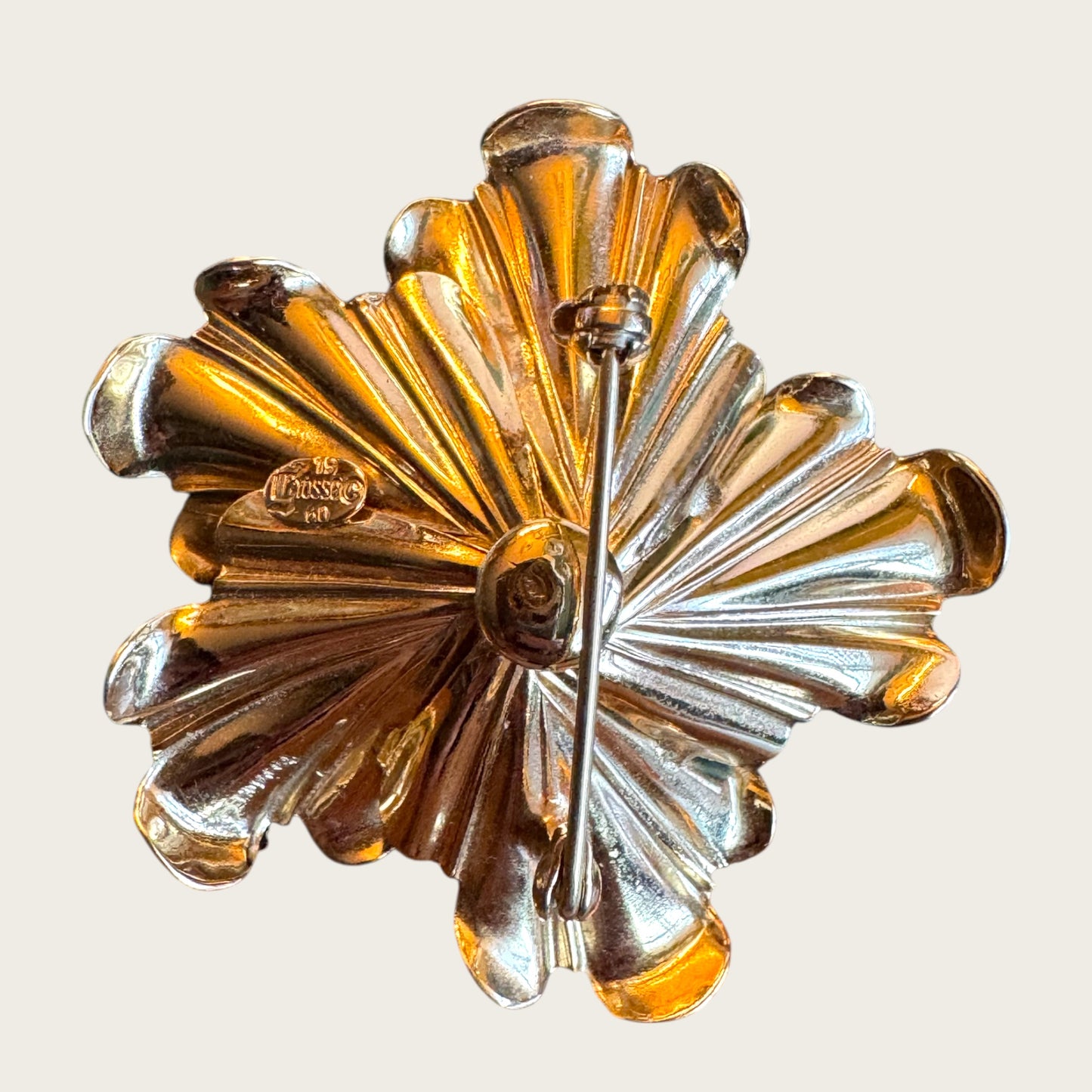 Vintage Grosse 1960 Gold-Tone & Turquoise Glass Brooch – Signed Vintage German Designer