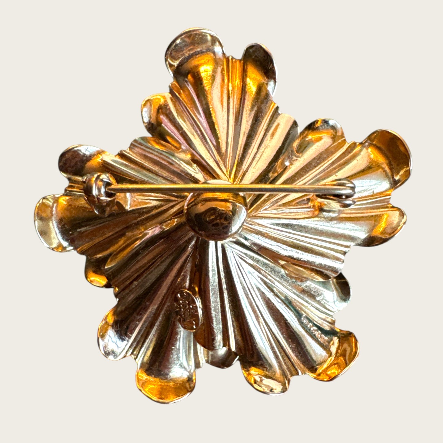 Vintage Grosse 1960 Gold-Tone & Turquoise Glass Brooch – Signed Vintage German Designer