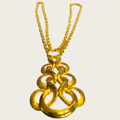 Vintage Crown Trifari Gold-Tone Serpentine Pendant Necklace