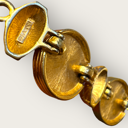 Vintage Monet Gripoix-Style Red Cabochon & Faux Pearl Statement Collar Necklace — Black Enamel, Signed